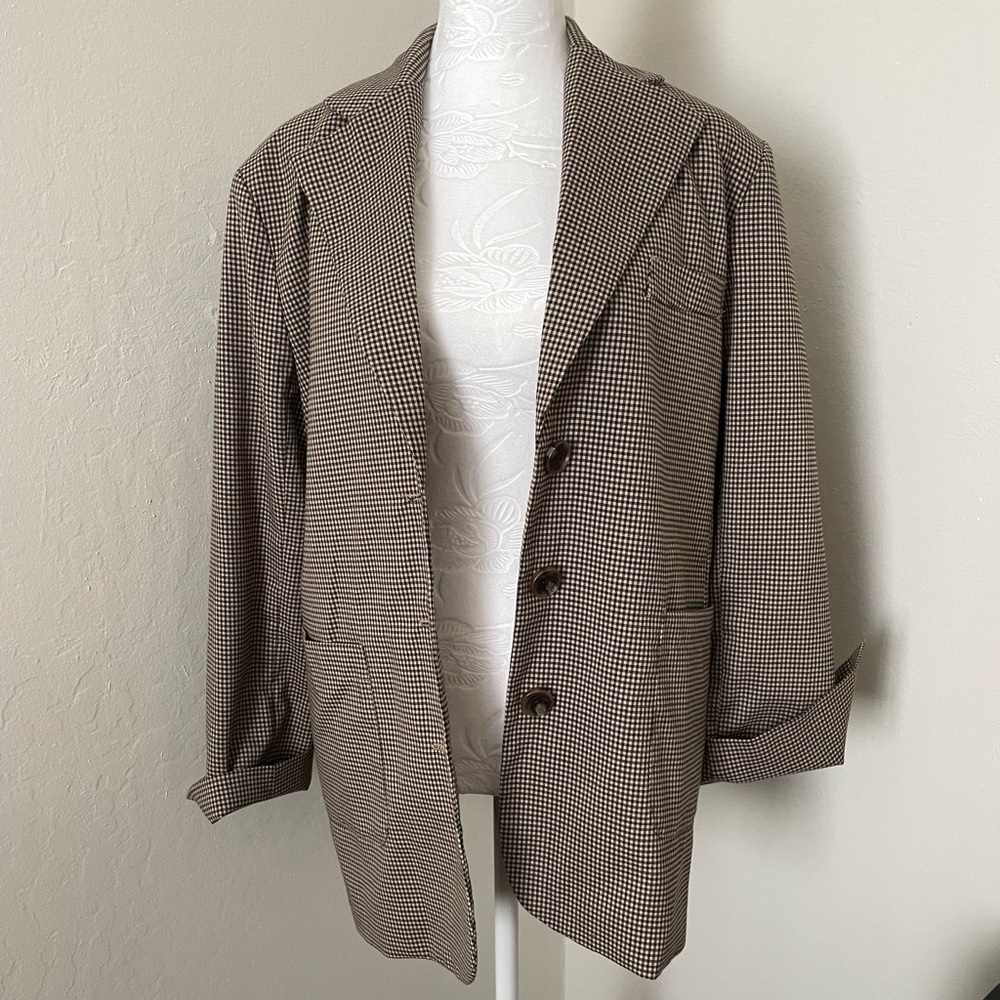 Vintage style boyfriend check blazer